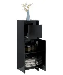 vidaXL 4 Piece Bathroom Furniture Set High Gloss Black Chipboard