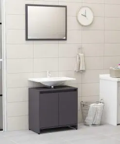 vidaXL 4 Piece Bathroom Furniture Set High Gloss Grey Chipboard