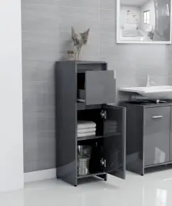 vidaXL 4 Piece Bathroom Furniture Set High Gloss Grey Chipboard