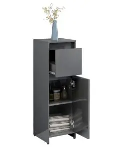 vidaXL 4 Piece Bathroom Furniture Set High Gloss Grey Chipboard