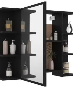 vidaXL 4 Piece Bathroom Furniture Set Black Chipboard