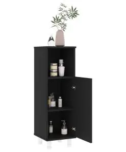 vidaXL 4 Piece Bathroom Furniture Set Black Chipboard