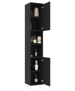 vidaXL 4 Piece Bathroom Furniture Set Black Chipboard