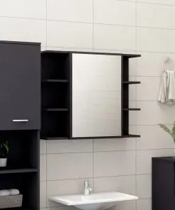 vidaXL 4 Piece Bathroom Furniture Set Grey Chipboard