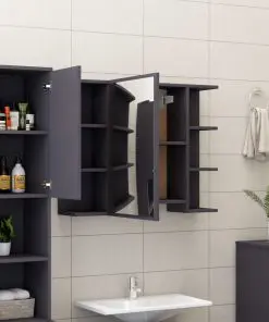 vidaXL 4 Piece Bathroom Furniture Set Grey Chipboard