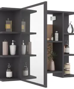 vidaXL 4 Piece Bathroom Furniture Set Grey Chipboard