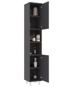 vidaXL 4 Piece Bathroom Furniture Set Grey Chipboard