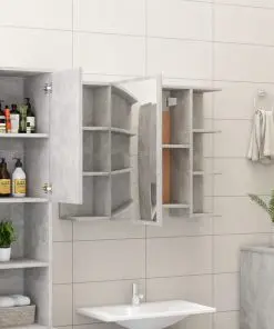 vidaXL 4 Piece Bathroom Furniture Set Concrete Grey Chipboard