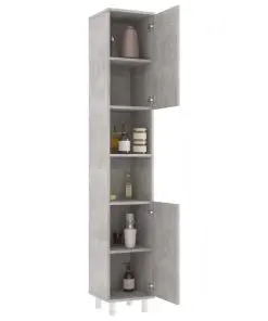 vidaXL 4 Piece Bathroom Furniture Set Concrete Grey Chipboard