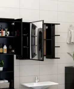 vidaXL 4 Piece Bathroom Furniture Set High Gloss Black Chipboard