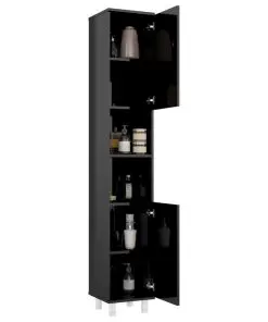 vidaXL 4 Piece Bathroom Furniture Set High Gloss Black Chipboard