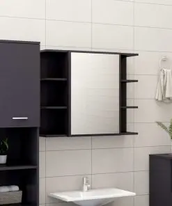 vidaXL 4 Piece Bathroom Furniture Set High Gloss Grey Chipboard