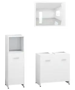 vidaXL 3 Piece Bathroom Furniture Set White Chipboard