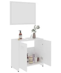 vidaXL 3 Piece Bathroom Furniture Set White Chipboard