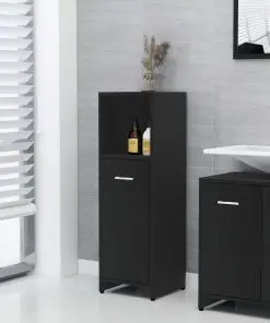 vidaXL 3 Piece Bathroom Furniture Set Black Chipboard