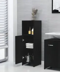 vidaXL 3 Piece Bathroom Furniture Set Black Chipboard