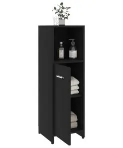 vidaXL 3 Piece Bathroom Furniture Set Black Chipboard