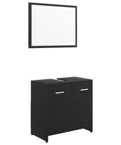 vidaXL 3 Piece Bathroom Furniture Set Black Chipboard