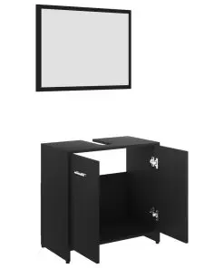 vidaXL 3 Piece Bathroom Furniture Set Black Chipboard
