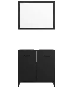 vidaXL 3 Piece Bathroom Furniture Set Black Chipboard