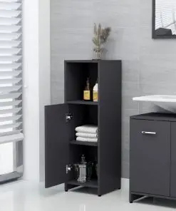 vidaXL 3 Piece Bathroom Furniture Set Grey Chipboard