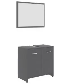 vidaXL 3 Piece Bathroom Furniture Set Grey Chipboard