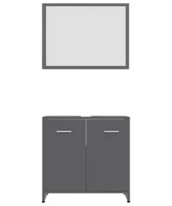 vidaXL 3 Piece Bathroom Furniture Set Grey Chipboard