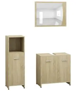 vidaXL 3 Piece Bathroom Furniture Set Sonoma Oak Chipboard