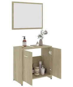 vidaXL 3 Piece Bathroom Furniture Set Sonoma Oak Chipboard