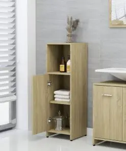 vidaXL 3 Piece Bathroom Furniture Set Sonoma Oak Chipboard