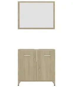 vidaXL 3 Piece Bathroom Furniture Set Sonoma Oak Chipboard