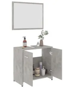 vidaXL 3 Piece Bathroom Furniture Set Concrete Grey Chipboard