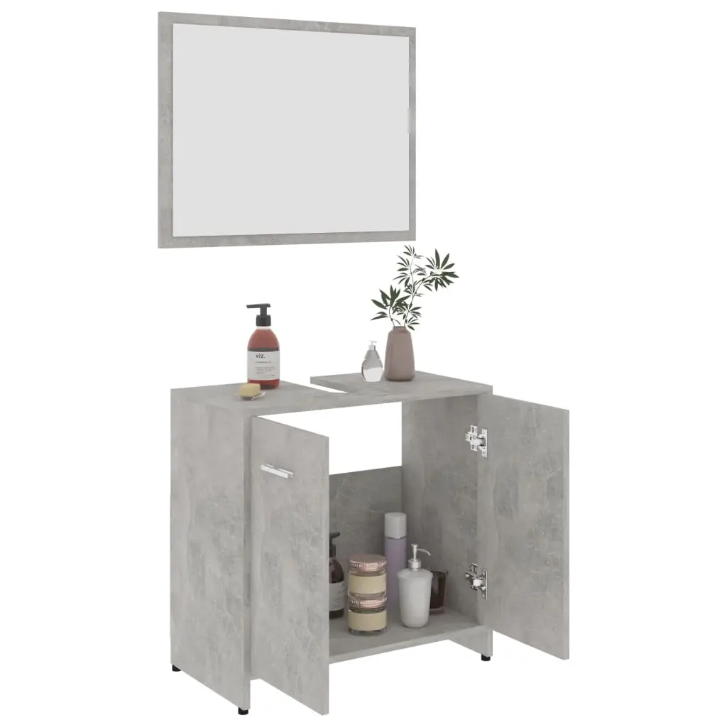 vidaXL 3 Piece Bathroom Furniture Set Concrete Grey Chipboard