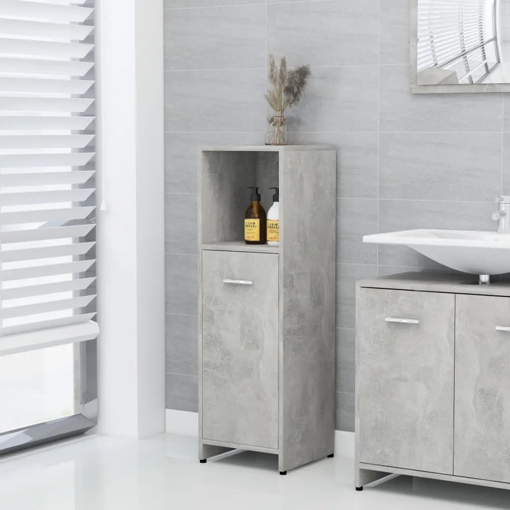 vidaXL 3 Piece Bathroom Furniture Set Concrete Grey Chipboard