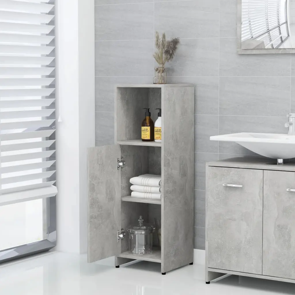 vidaXL 3 Piece Bathroom Furniture Set Concrete Grey Chipboard