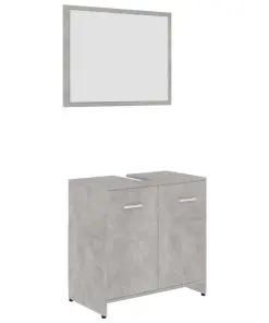 vidaXL 3 Piece Bathroom Furniture Set Concrete Grey Chipboard