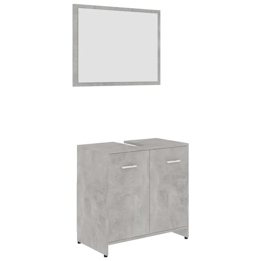 vidaXL 3 Piece Bathroom Furniture Set Concrete Grey Chipboard