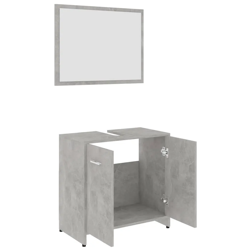 vidaXL 3 Piece Bathroom Furniture Set Concrete Grey Chipboard