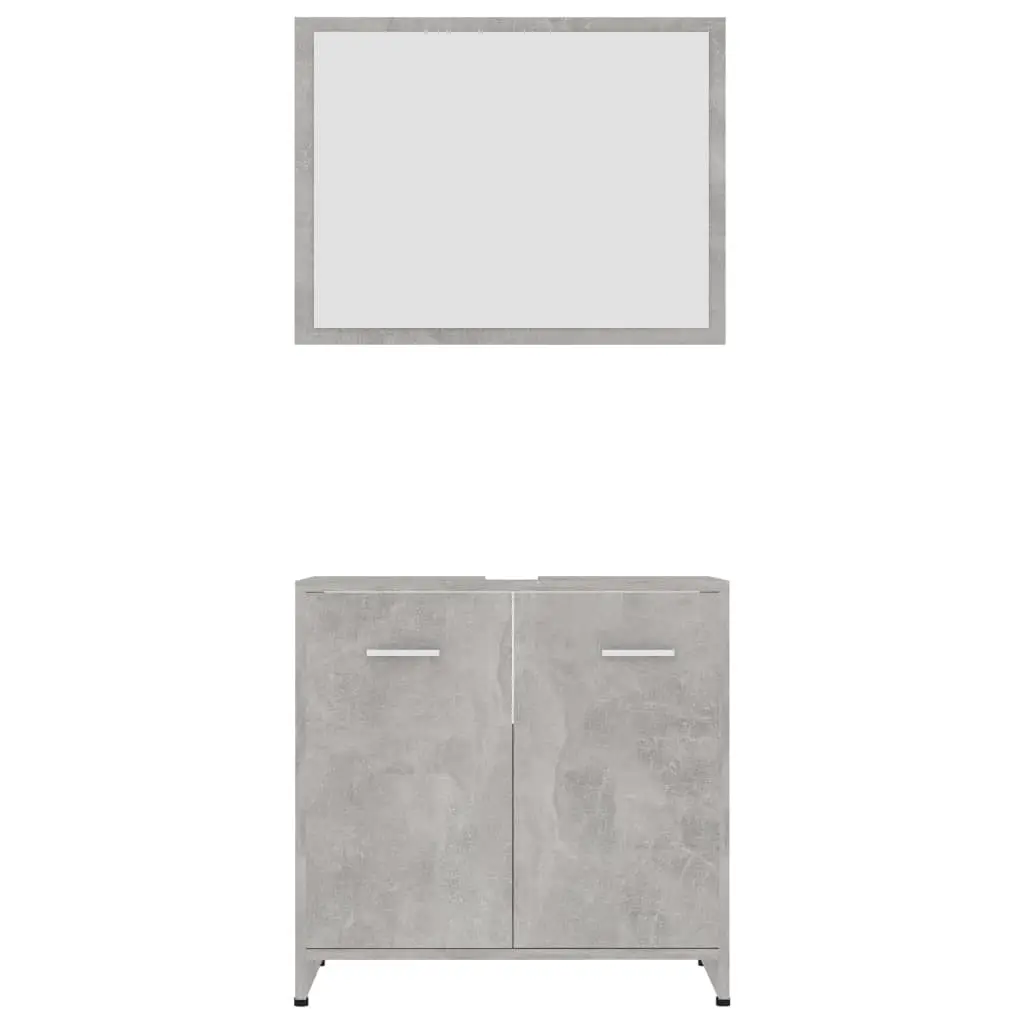 vidaXL 3 Piece Bathroom Furniture Set Concrete Grey Chipboard
