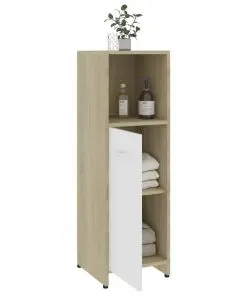 vidaXL 3 Piece Bathroom Furniture Set White and Sonoma Oak Chipboard