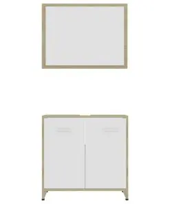 vidaXL 3 Piece Bathroom Furniture Set White and Sonoma Oak Chipboard