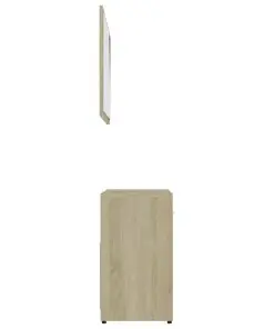 vidaXL 3 Piece Bathroom Furniture Set White and Sonoma Oak Chipboard