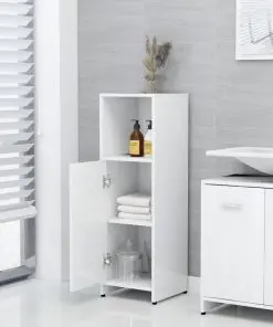 vidaXL 3 Piece Bathroom Furniture Set High Gloss White Chipboard