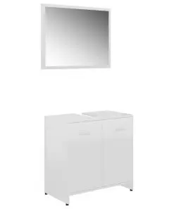 vidaXL 3 Piece Bathroom Furniture Set High Gloss White Chipboard