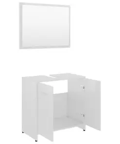 vidaXL 3 Piece Bathroom Furniture Set High Gloss White Chipboard
