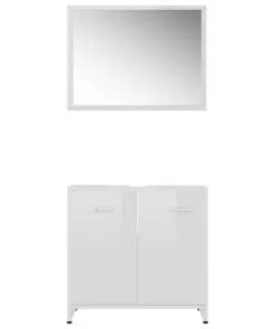 vidaXL 3 Piece Bathroom Furniture Set High Gloss White Chipboard