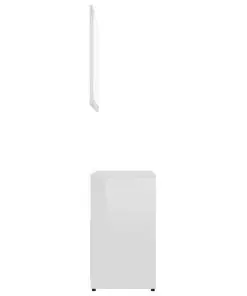 vidaXL 3 Piece Bathroom Furniture Set High Gloss White Chipboard