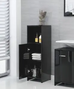 vidaXL 3 Piece Bathroom Furniture Set High Gloss Black Chipboard