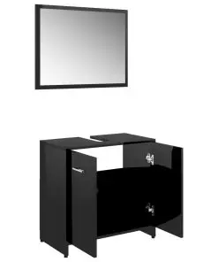 vidaXL 3 Piece Bathroom Furniture Set High Gloss Black Chipboard
