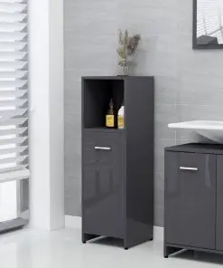 vidaXL 3 Piece Bathroom Furniture Set High Gloss Grey Chipboard
